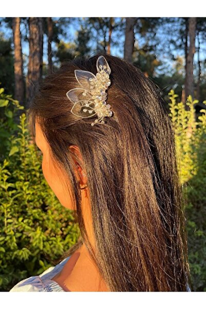 Yuppiso Şeffaf Kristal Taşlı Metal Taraklı Toka