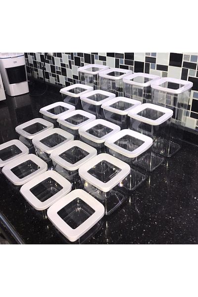 VİP AHMET Storage Containers Vacuumed 20 Pieces 4 Sets Transparent