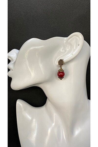 Porsuk Alternatif El Yapımı Etnik Otantik Pirinç Aparatlı Cam Kadın Küpe