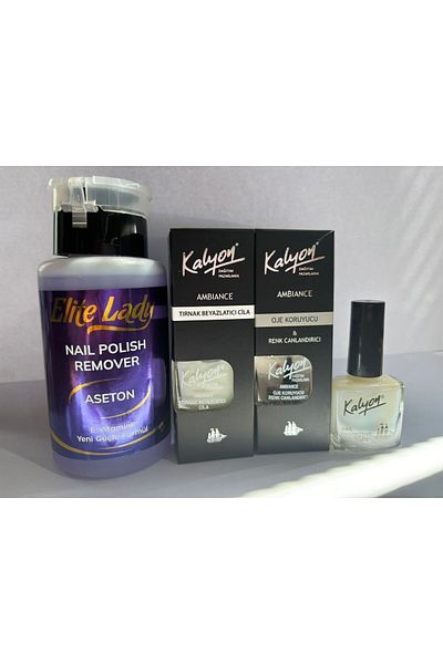 Kalyon Nail Stiffener - Nail Polish Protector, Whitening Polish Pump, Acetone Set of 4