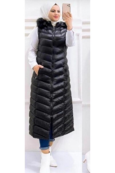 Nacar Women's Black Long Puffer Vest