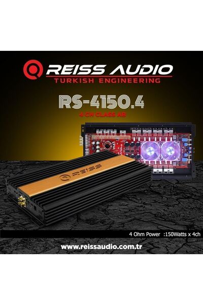 Reiss RS-4150.4 AB 4KANAL EFSANE SERİ OTO AMFİ ANFİ 4CH-4 OHM 150W-RMS -RMS 2 ohm 4CH×200W