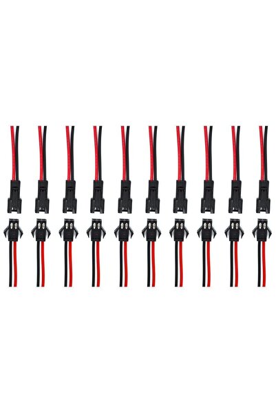 Adam 10 Takım 2 Pin 10cm Kablolu Konnektör Led Elektrik Bağlantı Soket Fiş