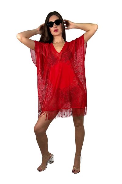 Sinhan Pareo Comfortable and Stylish Beach Dress Sun Pattern - Red