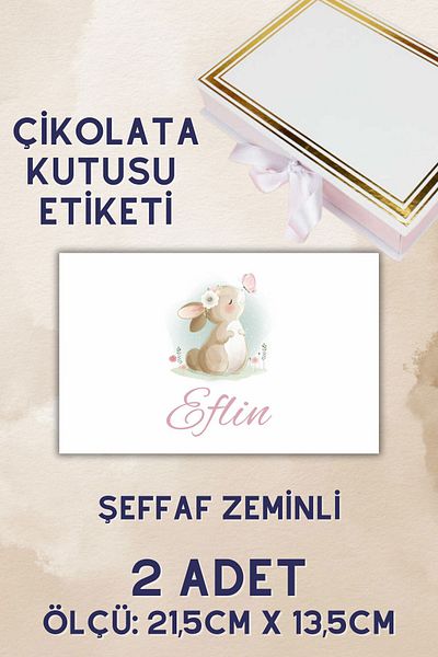 Netsan Etiket 2 Pcs Rabbit Pattern Chocolate Box and Lid Sticker - Clear Background