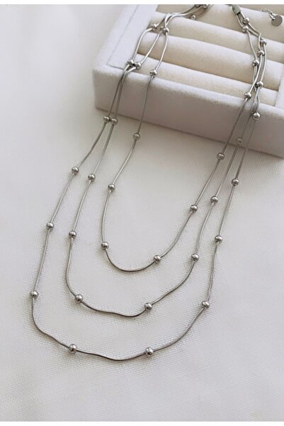 VNS Accessories Çelik Dorika Topçuk Çoklu Kolye