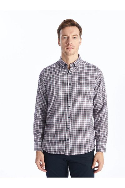 LC Waikiki AYMİRA CLOTHING Classic Regular Fit Long Sleeve Plaid Gabardine Men's Shirt