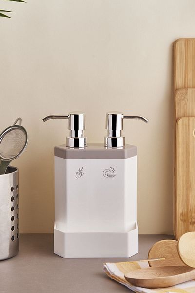 Perotti Marlon Lecce Brown 2-Piece Sponge Holder Kitchen Liquid Soap Dispenser with Tank