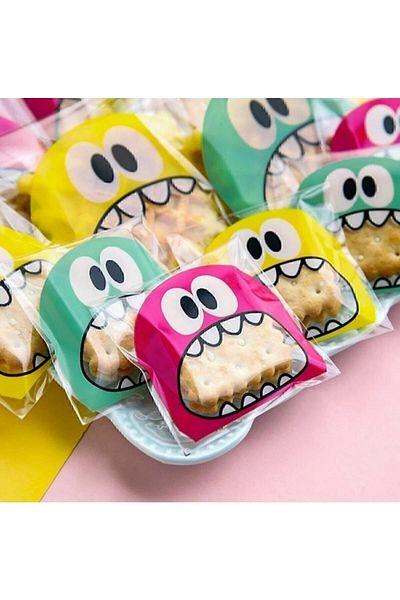 Elizada 50 Transparent Cookie Bags - Adhesive, 10x15 cm