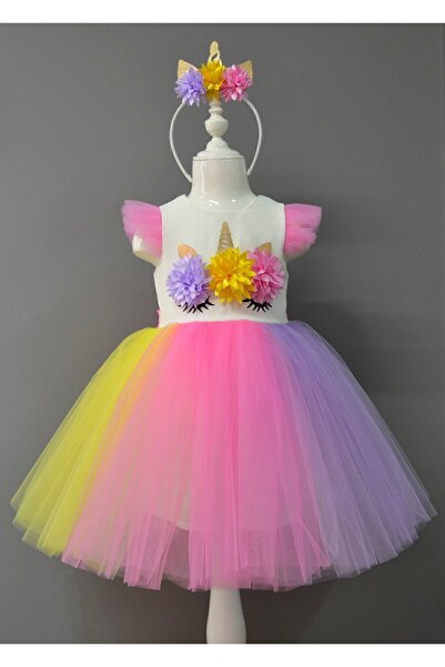 lillia Παιδικό φόρεμα για κορίτσια με κορώνα μονόκερος Φόρεμα γενεθλίων για κορίτσια Παιδικό φόρεμα για πάρτι