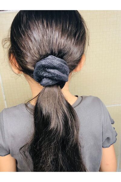 Açıkmeşe Ev Yaşam Ürünleri Agrafă de păr elastică din catifea argintie pentru...