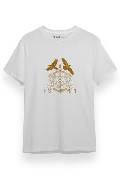 Tshirthane Ανδρικό μπλουζάκι Vikins Gungnir Runes Λευκό κοντομάνικο