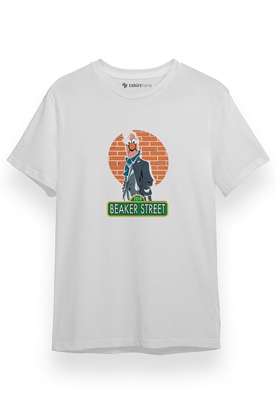 Tshirthane Ανδρικό μπλουζάκι με κοντό μανίκι Sherlock Beaker Street White