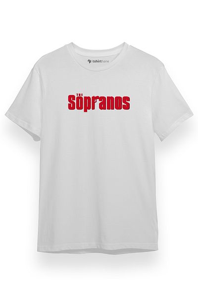 Tshirthane Ανδρικό μπλουζάκι The Sopranos - Ροζ γράμμα, λευκό, κοντομάνικο