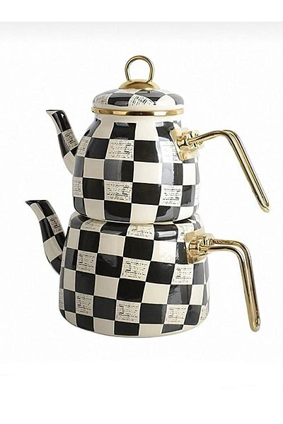 Paçi Elite Class Teapot Set Checkered Pattern