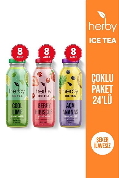 Herby Ice Tea Soğuk Çay Şeker İlavesiz Deneme Paketi 250 ml x 24