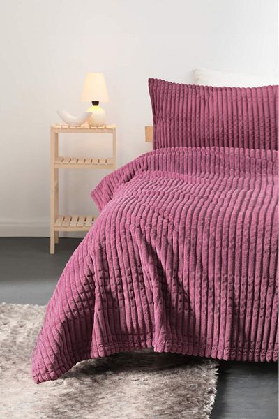 FAVORA طقم بطانية فردية مكون من قطعتين من Merinos Modern Line - أرجواني