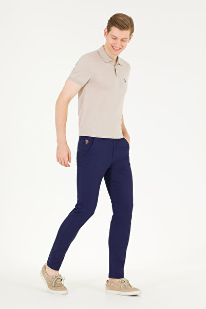U.S. Polo Assn. Men's Slim Fit Navy Blue Canvas / Chino Trousers 50266090-Vr033