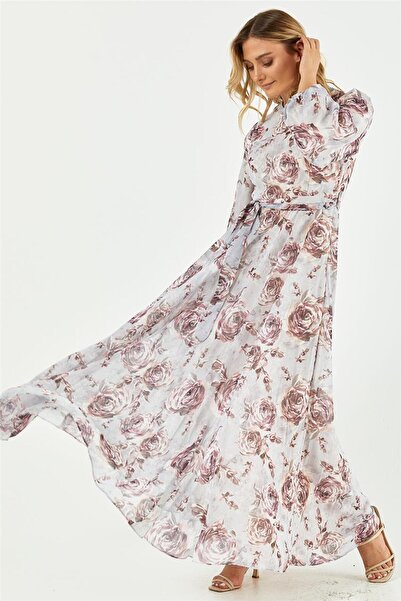 Levidor Gray Floral Patterned Dress