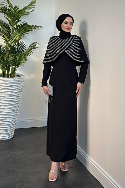 KaSheHa Μαύρο βραδινό φόρεμα Lowel Stone Cape