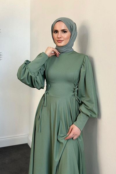 KaSheHa Mint Bell Dress - Vento Side Gathered