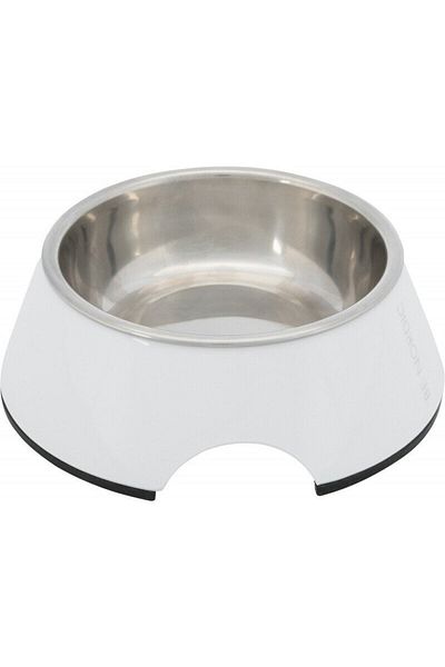 Trixie Dog Food And Water Bowl Melamine Stainless Steel 0.2lt-14cm White