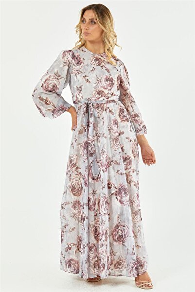 Levidor Gray Floral Patterned Dress