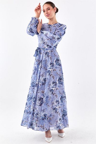Levidor Blue Floral Patterned Dress