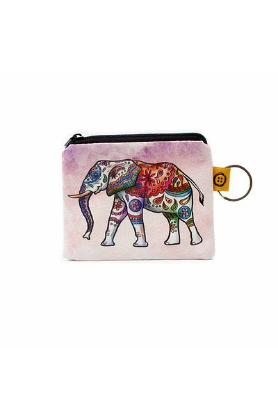 PALTO TASARIM Ethnic Elephant Pink Printed Coin Purse