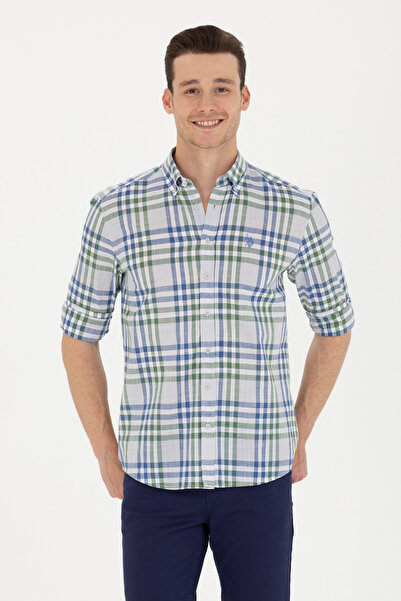 U.S. Polo Assn. Erkek Ekoseli Saks Gömlek 50266127-VR045