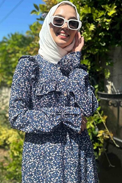 Rabia Şamlı Dilruba Blue Floral Tunic