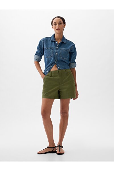 GAP Kadın Haki Mid Rise Downtown Khaki Şort