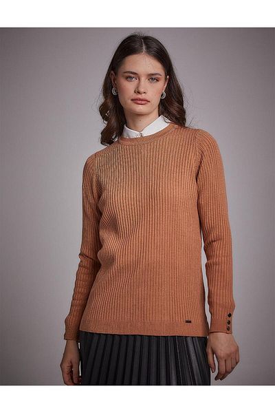 Kayra Tricotaj cu nervuri Bluză Somon