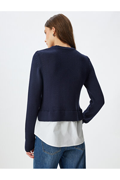 Koton Kötöttáru pulóver ing szegély részletes nyakú, hosszú ujjú