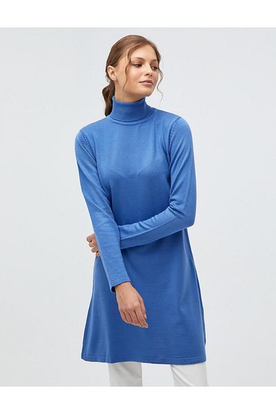 Kayra Light Blue Turtleneck Knitwear Tunic