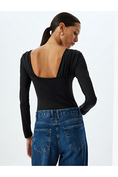 Koton Μπλούζα με μακρυμάνικο ασύμμετρο γιακά με λεπτή εφαρμογή