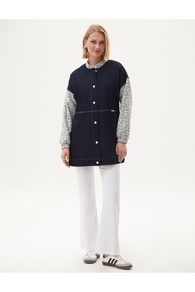 Kayra Jachetă din denim amestecat Jacquard Indigo