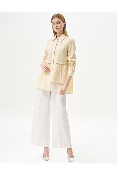 Kayra Light Yellow Wafer Blouse - Stone Detailed