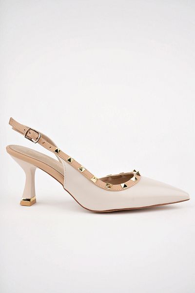Sapin Thin Heeled Studded Open Back Women's Shoes - Full Fit Size Recommended 72801