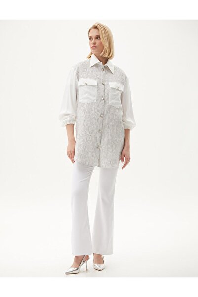 Kayra Gray Metal Buttoned Jacket