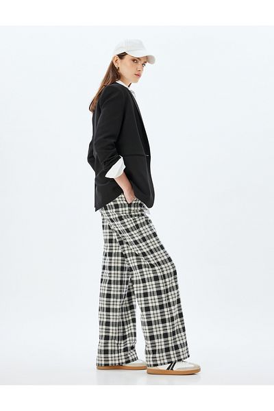 Koton Comfortable Fit Wide Leg Pajama Pants with Tie Waist Pockets