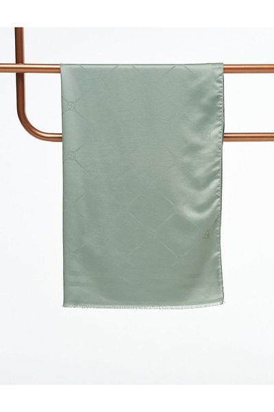 Kayra Mint Diamond Patterned Silk Shawl