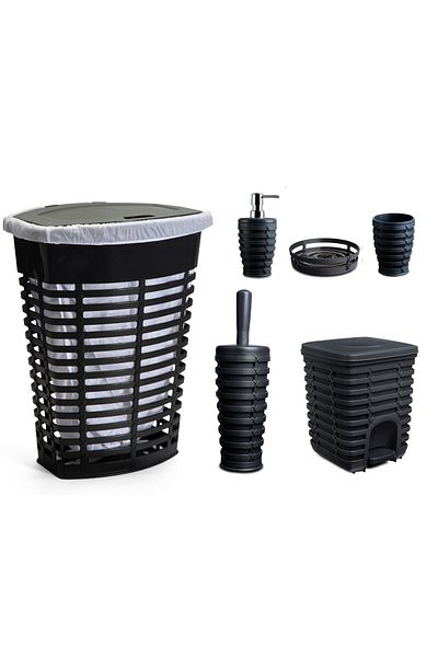 Prima Nova Palm Set of 5 + Laundry Basket Gray