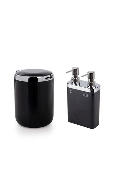 Prima Nova Σετ κάδου απορριμμάτων Viva Black Kitchen Soap Dispenser 2 τεμ