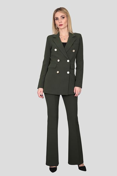 ÖNDER ÖZSOY Khaki Blazer Jacket and Spanish Leg Trousers Set