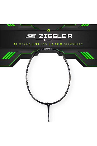 Apacs مضرب تنس الريشة Z-Ziggler Lite غير مترابط من الجرافيت | 33 رطل | 76 جرام | عمود رفيع 6.2 مم