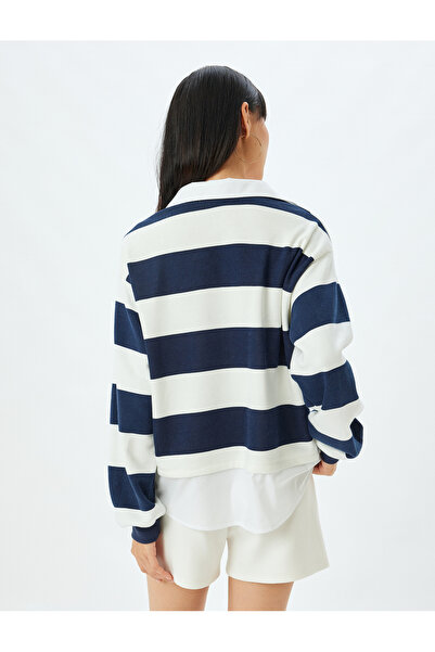 Koton Hanorac oversize color block - guler cămașă, design înălțat