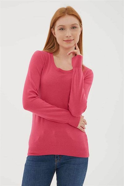 Fashion Friends Pulover cu decolteu U Fuchsia