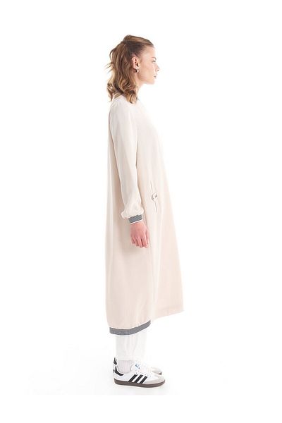 Kayra Rib Detailed Zippered Wear Cream