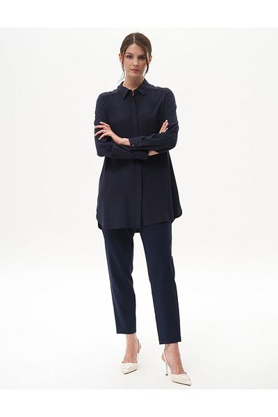 Kayra Navy Blue Basic Tunic - Hidden Paw Design